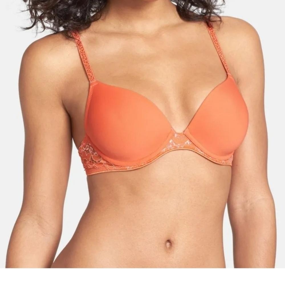 Josie by Natori Mya Contour Underwire Bra 832118 Black Silver Lace detail 32C - Picture 7 of 7